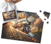 PUZZLE - POCIĄG KOLEJ LOKOMOTYWA SUPER WZORY 35el + WORECZEK