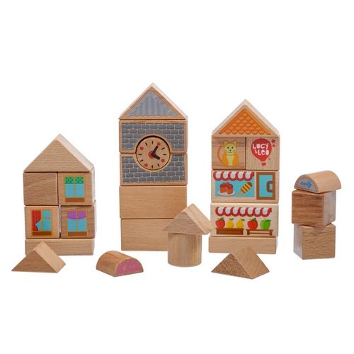 Kolorowe klocki drewniane – Miasto – 35 elementów na Arena.pl