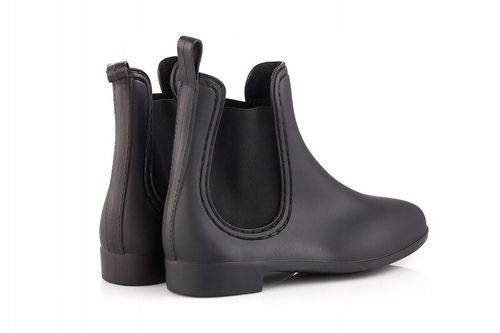 Kalosze damskie krótkie czarne matowe z gumką sztyblety meliski na Arena.pl