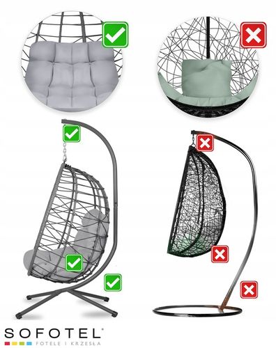 Fotel ogrodowy wiszący Tihuana szary + szare poduszki Sofotel na Arena.pl