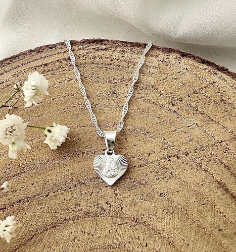 Medalik Komunijny serce Matka Boska Częstochowska z łańcuszkiem 40 cm 925 na Arena.pl