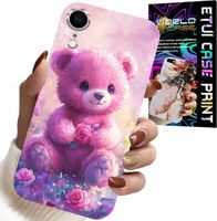 ETUI DO IPHONE XR - SŁODKI MIŚ NA RÓŻOWYM TLE, CASE + SZKŁO