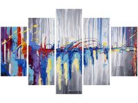 70 100CM OBRAZ 5 ELEM ABSTRAKCYJNY WODOSPAD DRUK PŁÓTNO