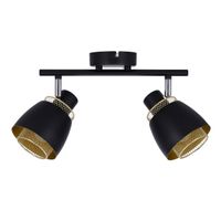 Aleksandria lampa sufitowa listwa czarny 2x40W E14 klosz czarny+złoty