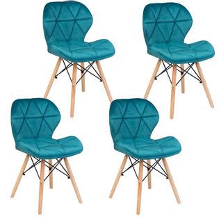 Nowoczesne welurowe krzesło skandynawskie Sofotel Sigma - jasno niebieskie 4 szt.