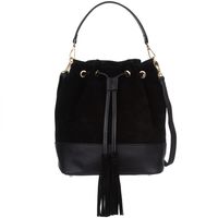 VERA PELLE torebka damska zamszowa kuferek z paskiem V490 czarna