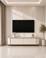 Ryflowana szafka RTV złota kremowa Bueno Glamour Premium 200x40x60