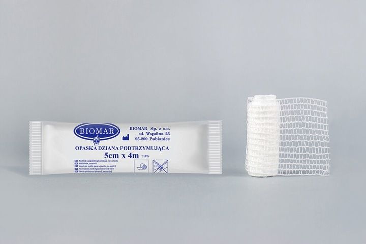 250x BANDAŻ OPATRUNKOWY OPASKA DZIANA PODTRZYMUJĄCA 5cm x 4m BIOMAR PE zdjęcie 2
