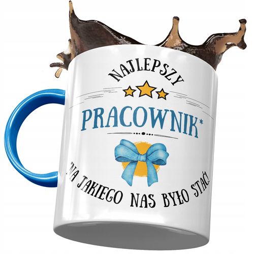 Kubek Błękitny Dla Pracownika Najlepszy Pracownik Z Nadrukiem Ze Zdjęciem na Arena.pl