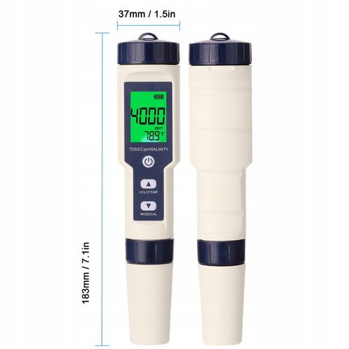 MIERNIK TESTER JAKOŚCI WODY 5w1 PH/EC/TDS na Arena.pl