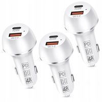 MOCNA SZYBKA 3x ŁADOWARKA SAMOCHODOWA 48W USB USB-C TYP-C PD 30W QC 3.0