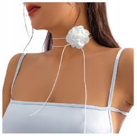 NASZYJNIK CHOKER RÓŻA KWIAT BIAŁA MAŁA RZEMYK