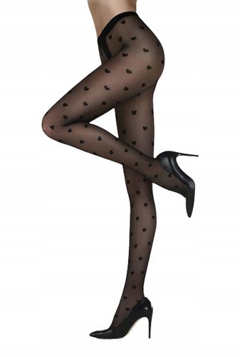 Rajstopy w serca na Walentynki GATTA Funny 08 lycra 20 den 2-S czarne na Arena.pl