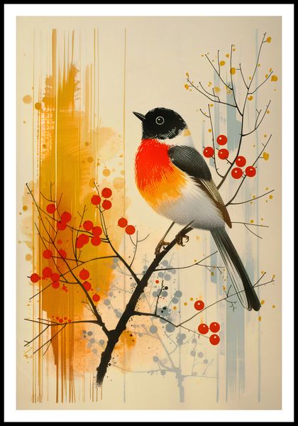 Plakat 67,5x100cm Jesienny Rudzik zdjęcie 3