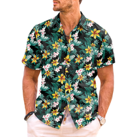 Koszula hawajska męska krótki rękaw letnia tropikalna zielona plażowa M