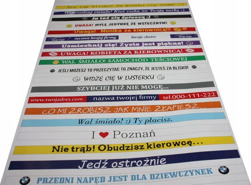 NAKLEJKI na ramki pod TABLICE REJESTRACYJNE 100szt na Arena.pl