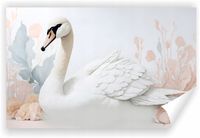 Fototapeta PREMIUM STRUKTURA ZMYWALANA dla dzieci biały łabędź akwarela