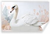 Fototapeta PREMIUM STRUKTURA ZMYWALANA dla dzieci biały łabędź akwarela