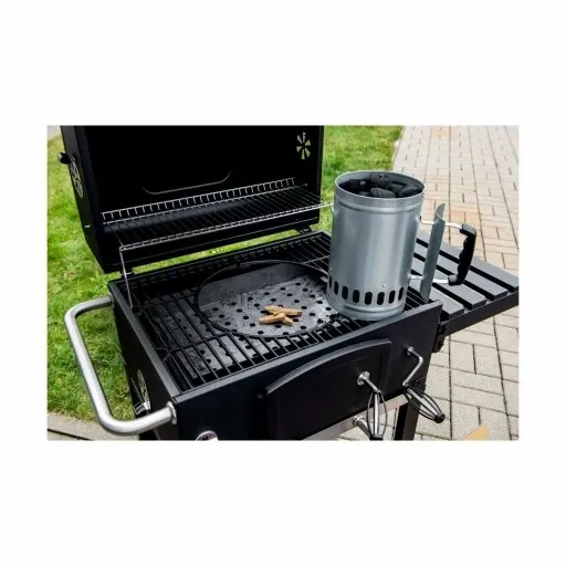 Grill Węglowy na Kółkach z Półką Pokrywą Ogrodowy Przenośny Żeliwny Ruszt zdjęcie 7