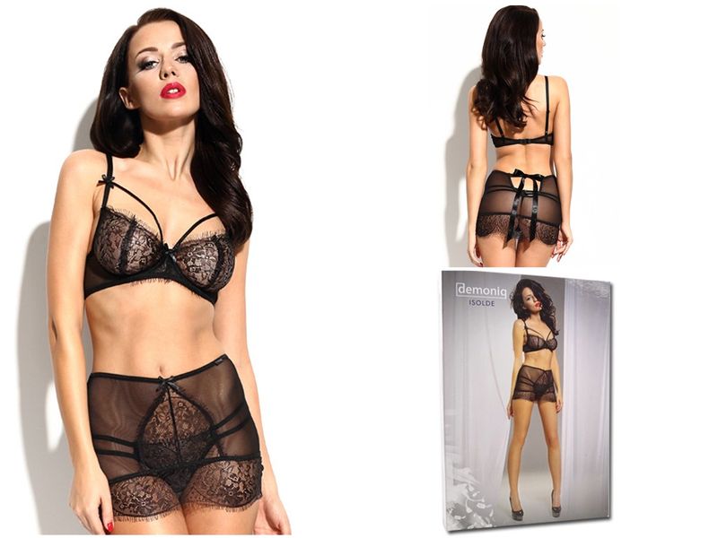 Czarny koronkowy pas do pończoch z biustonoszem XL zdjęcie 1