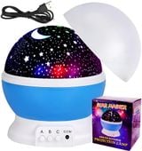 LAMPKA NOCNA PROJEKTOR GWIAZD NIEBA OBROTOWA NIEBIESKA 2w1 DLA DZIECI