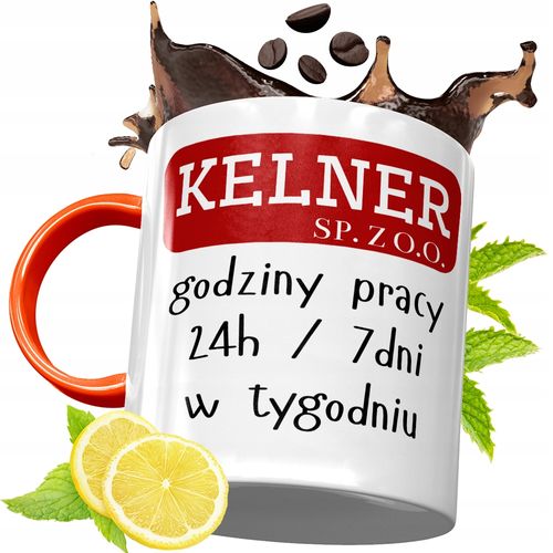 Kubek Pomarańczowy Dla Kelnera Prezent Z Nadrukiem Ze Zdjęciem na Arena.pl