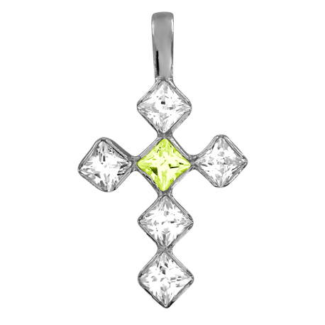 SREBRNY KRZYŻYK OZDOBNY Z CYRKONIAMI SREBRO PRÓBY 925 DOSTĘPNY W RÓŻNYCH KOLORACH zdjęcie 1