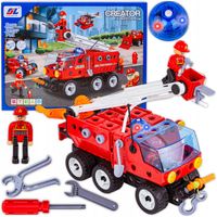 KREATYWNE Klocki Konstrukcyjne do SKRĘCANIA STRAŻ POŻARNA Narzędzia 159 el.