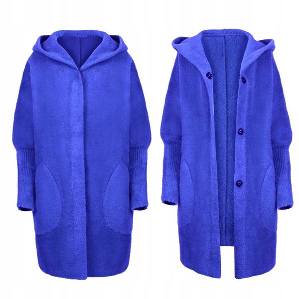 PŁASZCZ ALPAKA KAPTUR WEŁNA OVERSIZE KOLORY zdjęcie 3