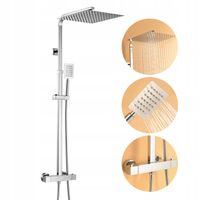 Zestaw prysznicowy ze stali nierdzewnej z termostatem, regulowana