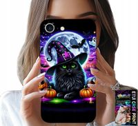 ETUI DO IPHONE 7 / 8 / SE2 - CZARNY KOTEK HALLOWEEN SALEM DYNIA WZORY