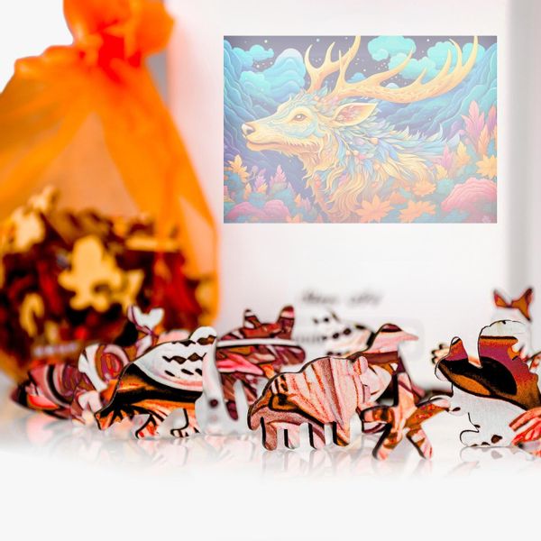 Puzzle drewniane renifer A3 262 elementy zdjęcie 4