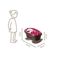 BUJANE ŁÓŻECZKO KOŁYSKA Z WIKLINY DLA LALEK Z POŚCIELĄ 46X28 H 20/25 CM