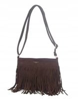 Flora&Co - torebka listonoszka skóra ekologiczna zamsz frędzle brąz F7563