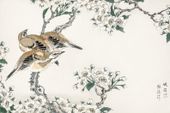 Plakat 91,5x61cm Meadow Bunting, Kashu Japoński Vintage do Salonu