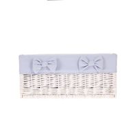 Wiklinowa Skrzynia Kosz Regałowy Wybielany z Obszyciem w kolorze Szarym 50x30 H22 cm