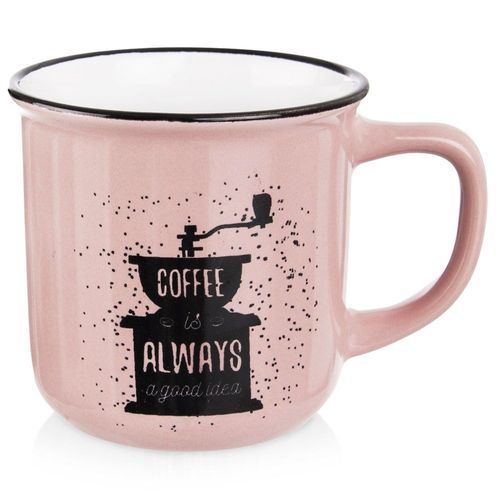 Kubek Ceramiczny do Picia Kawy Herbaty Ziół Napojów Różowy 370 ml na Arena.pl