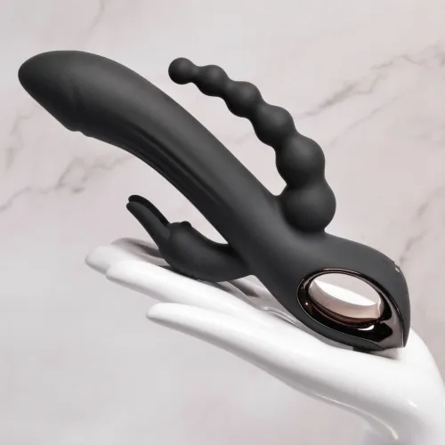 evolved trifecta rabbit vibrator black - trojfunkcyjny model silikonowy usb na Arena.pl