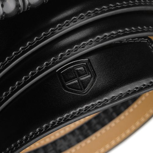 pasek męski z automatyczną klamrą wykonany ze skóry naturalnej w czarnym na Arena.pl