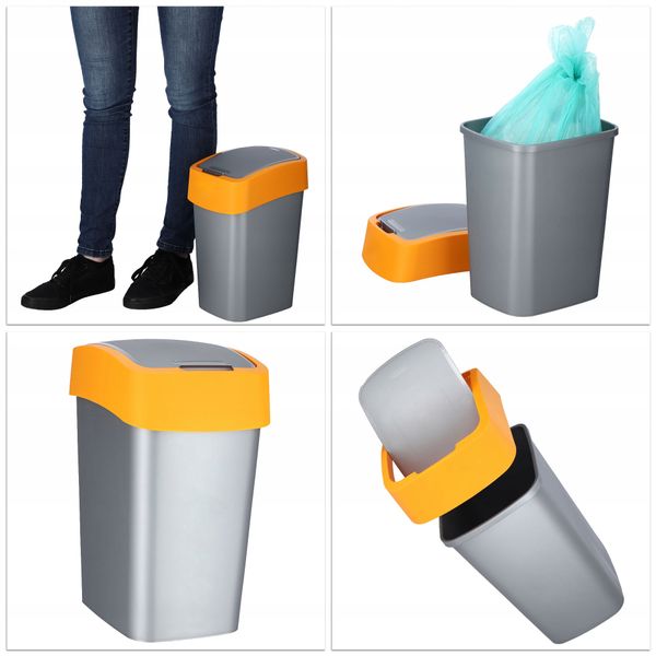 Curver Kosz Na Śmieci Pojemnik Biuro 10L Pomarańcz zdjęcie 4