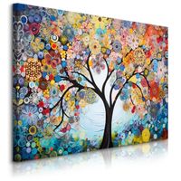 Obraz Canvas Do Salonu Kolorowe Kwiaty Drzewo Abstrakcja Boho 100cm x 70cm