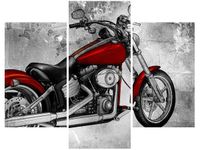 70 90CM OBRAZ 3 ELEM CZERWONY MOTOCYKL ŚCIENNY PŁÓTNO