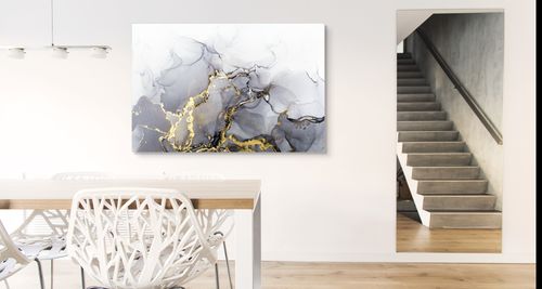 Obraz Ścienny MARMUR Abstrakcja Elementy Złota Akwarele 100cm x 70cm na Arena.pl