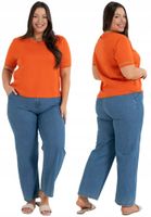 Damska Bluzka 100% Bawełna Gładka z Koronkowym Rękawem POMARAŃCZOWA MORAJ M