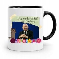 Kubek Czarny Śmieszny Pis Jarosław Kaczyński Z Nadrukiem Ze Zdjęciem