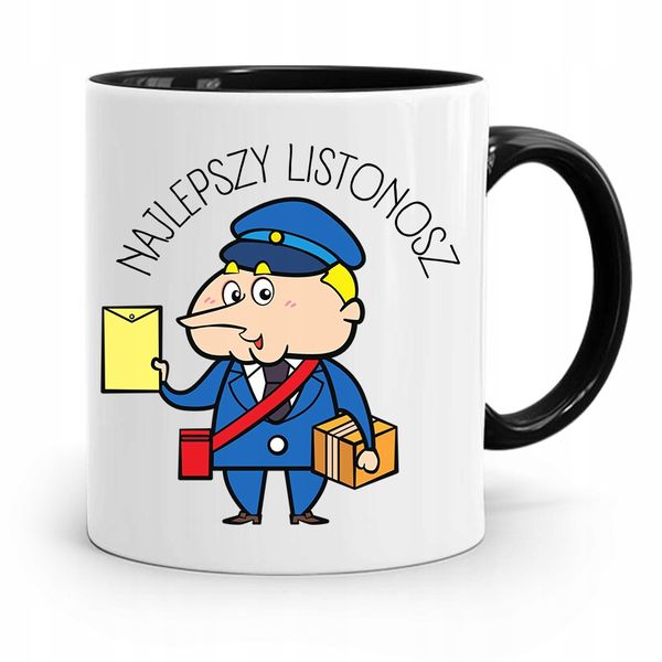 Kubek Czarny Dla Listonosza Najlepszy Listonosz Z Nadrukiem Ze Zdjęciem zdjęcie 1