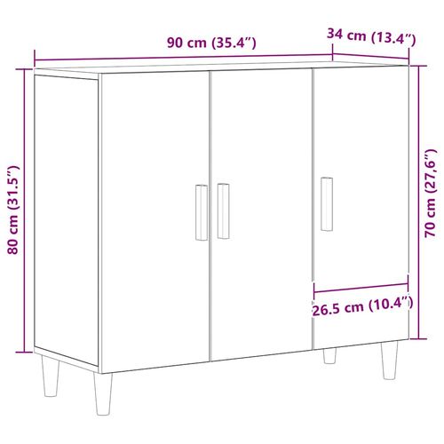 Bufet Czarny 90 x 34 x 80 cm Materiał drewnopochodny na Arena.pl