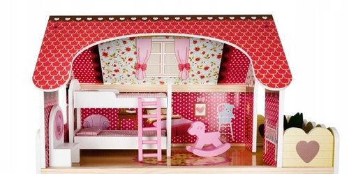 DOMEK DLA LALEK DREWNIANY DUŻY XXL OSLWITLENIE LED MEBLE BALKON na Arena.pl