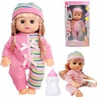 Duża lalka bobas jak żywa interaktywna dźwięk, akcesoria: butelka, ubranka