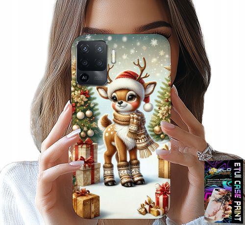 ETUI DO OPPO F19 PRO - RENIFER, WZORY BOŻONARODZENIOWE + SZKŁO na Arena.pl